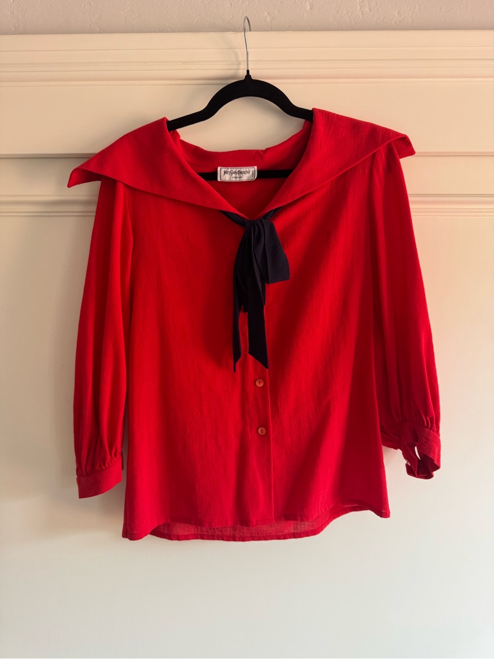 Vintage 80’s Yves Saint Laurent Sailor-Collar Blouse with Tie